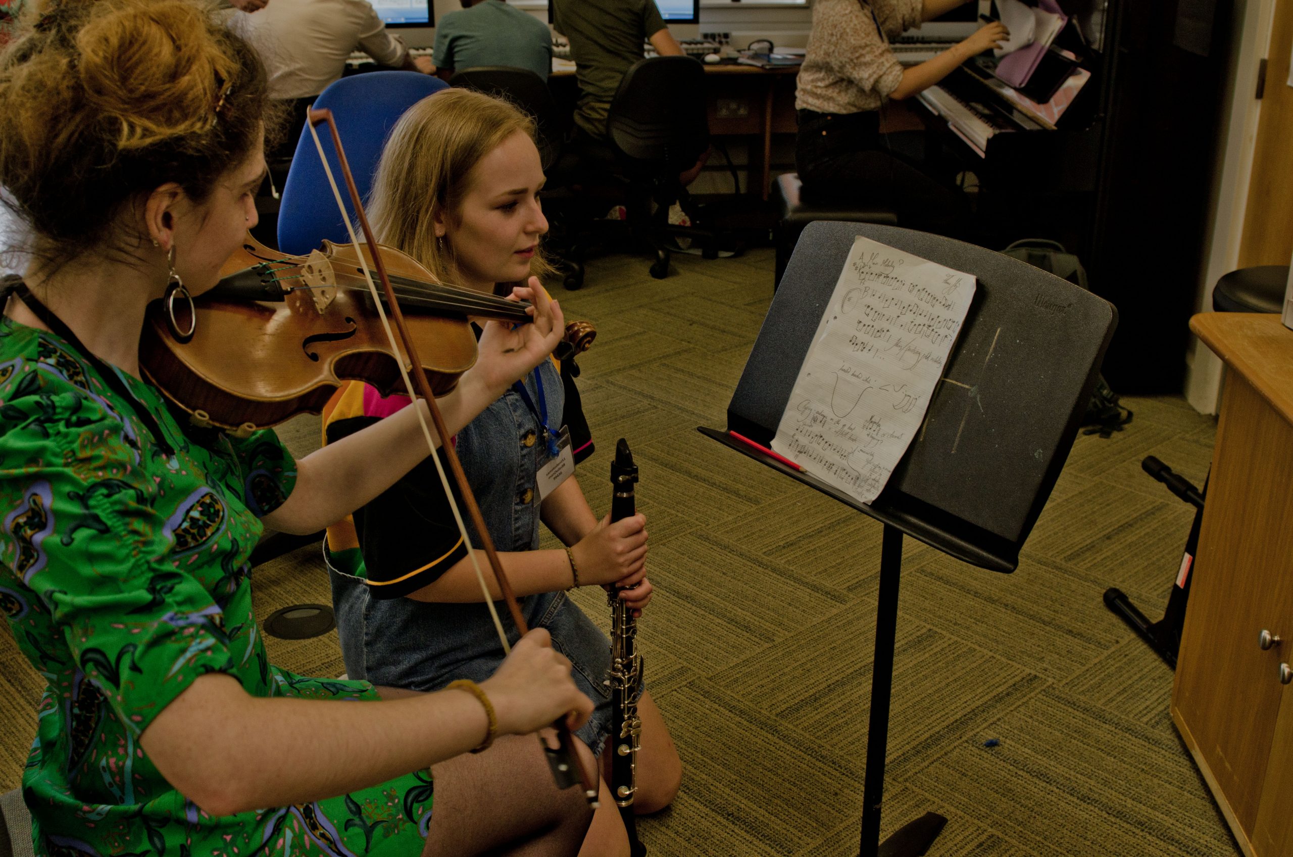 Musicians working on a new piece