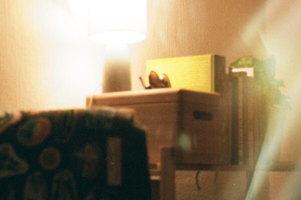 A film photo of a bedroom 