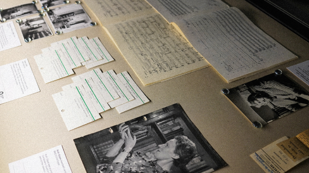 A photo of archive material at Heritage Quay